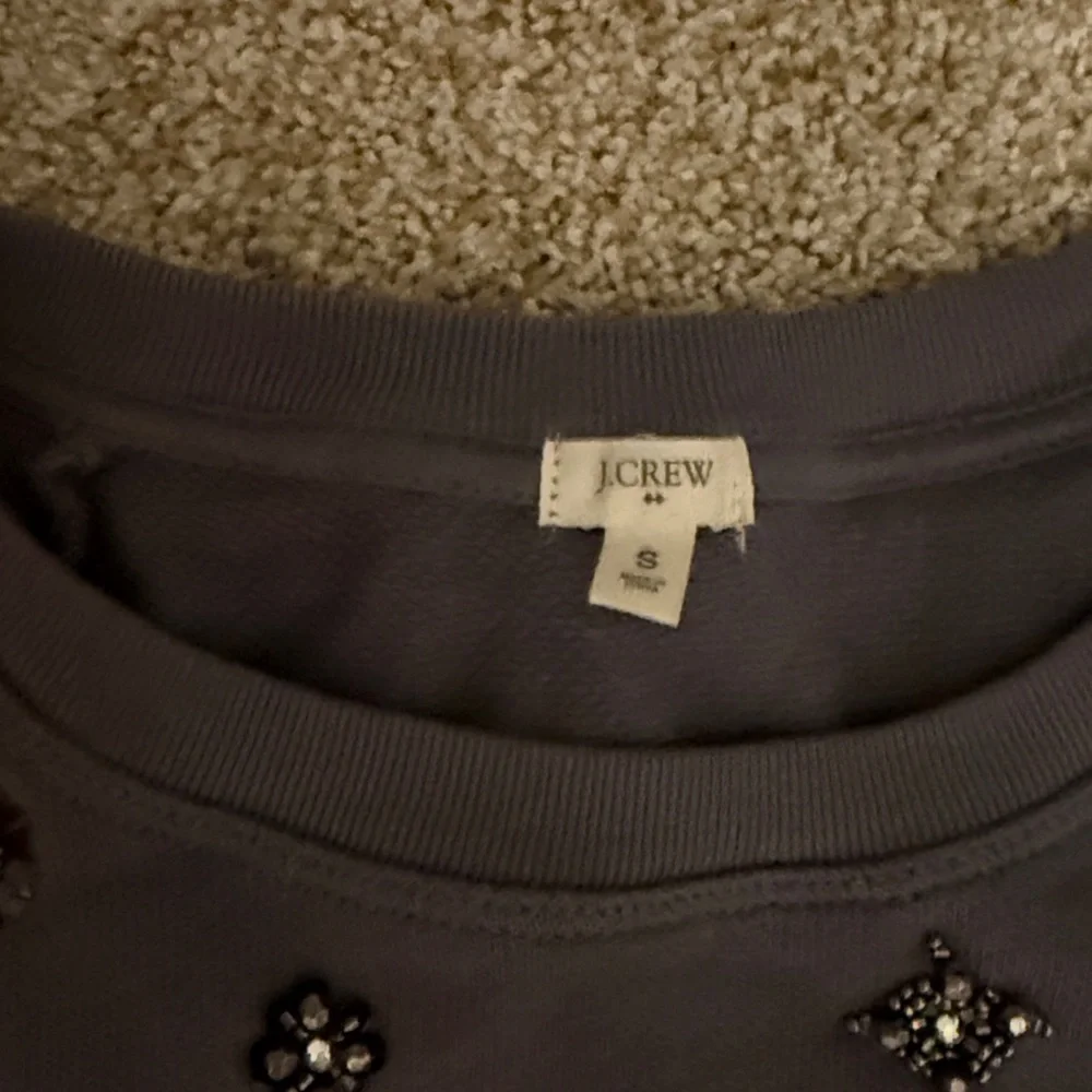 J. Crew Charcoal Embellished Sweatshirt Top